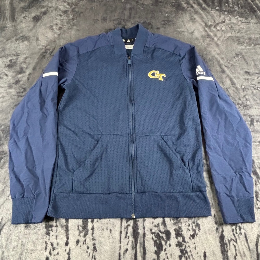 Adidas Track Jacket Mens Small Navy Blue Georgia Tech GT Full Zip Climalite